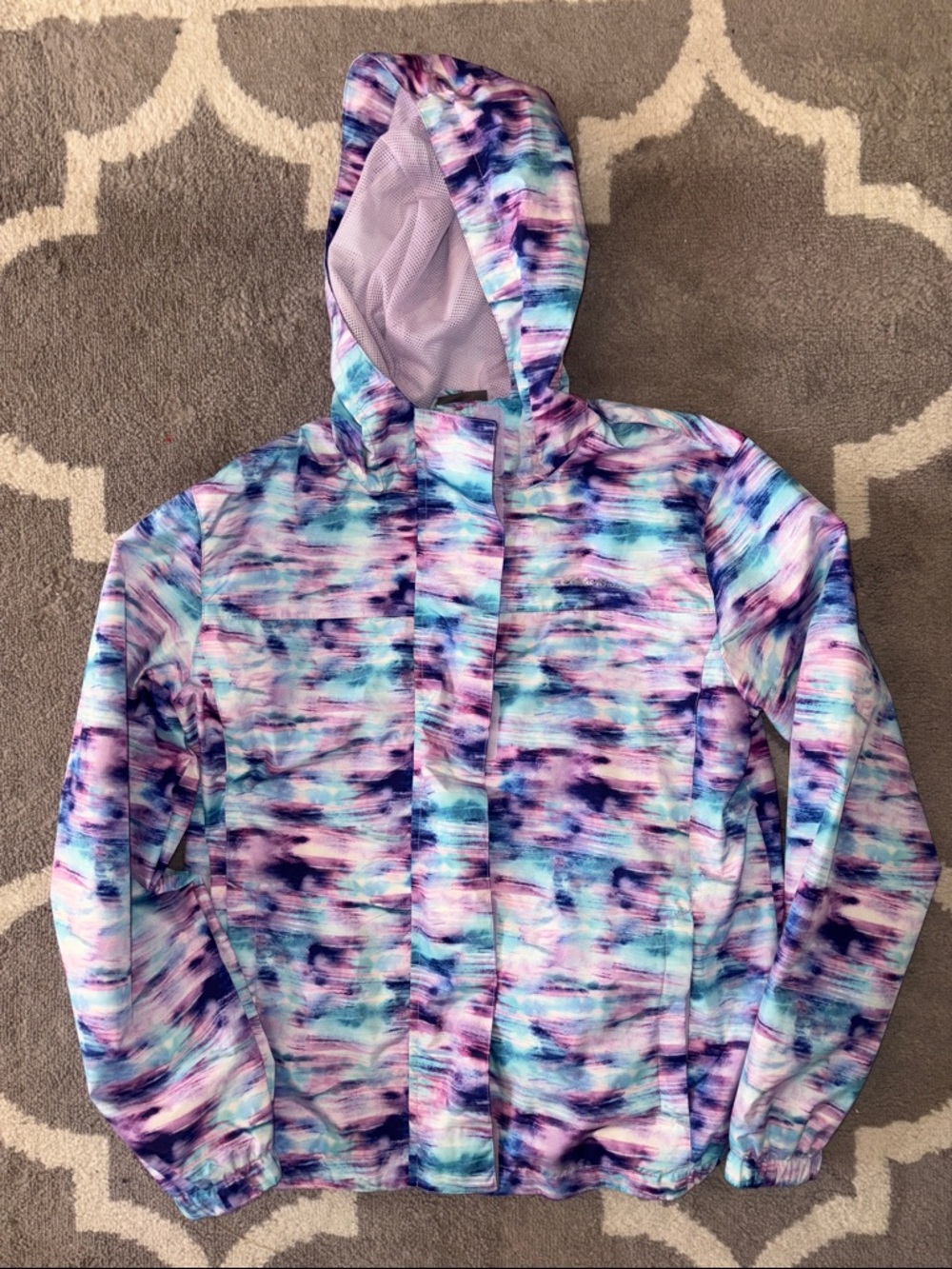 Eddie Bauer Girls Multicolor Purple Blue Pink Hooded Jacket Size 10-12